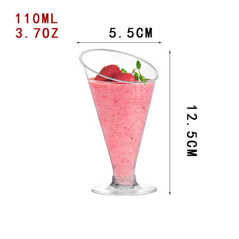 Taza de mousse trapezoidal de plástico transfronterizo con tapa taza de postre transfronterizo taza de helado prueba de bebida taza de postre de oro rosa al por mayor