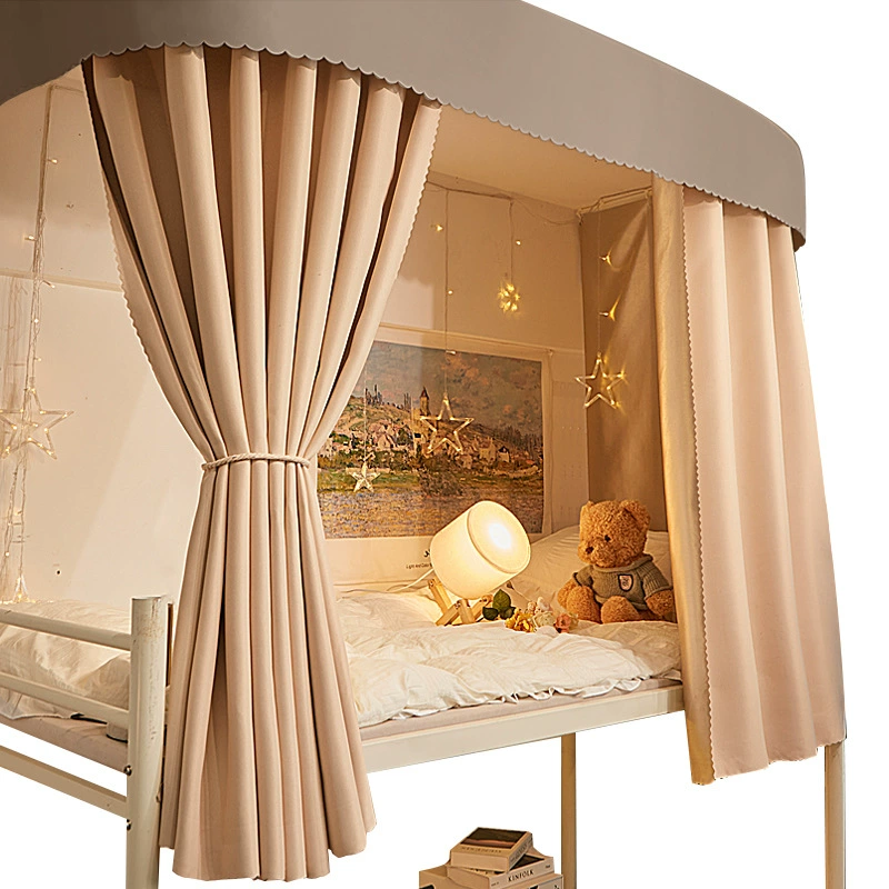 U-образная клейкая занавеска для кровати в общежитии колледжа, утолщенная прочная затемняющая занавеска для верхней и нижней двухъярусной кровати, оптовая продажа для общежития.