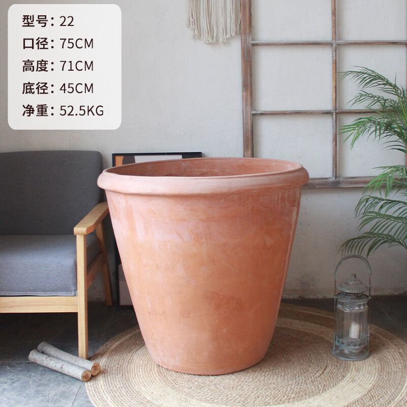 Suministro y exportación de maceta de gran tamaño, maceta de árboles, maceta de cerámica roja, jardín retro, maceta de paisaje rural estadounidense