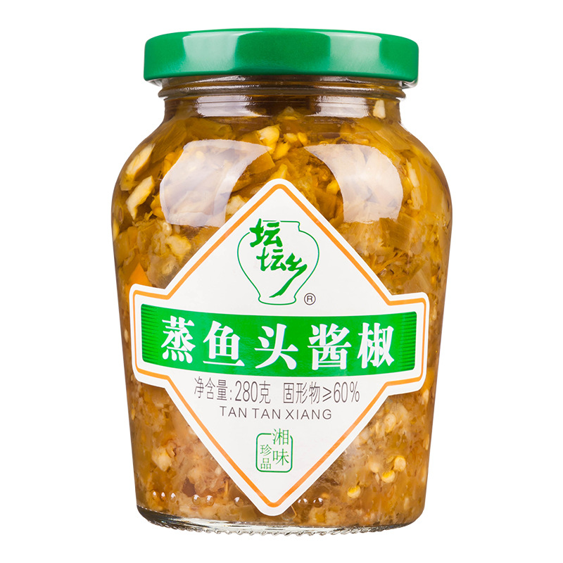 坛坛乡蒸鱼头酱椒280g瓶装泡椒拌饭辣椒酱青剁椒湖南特产拌面下饭