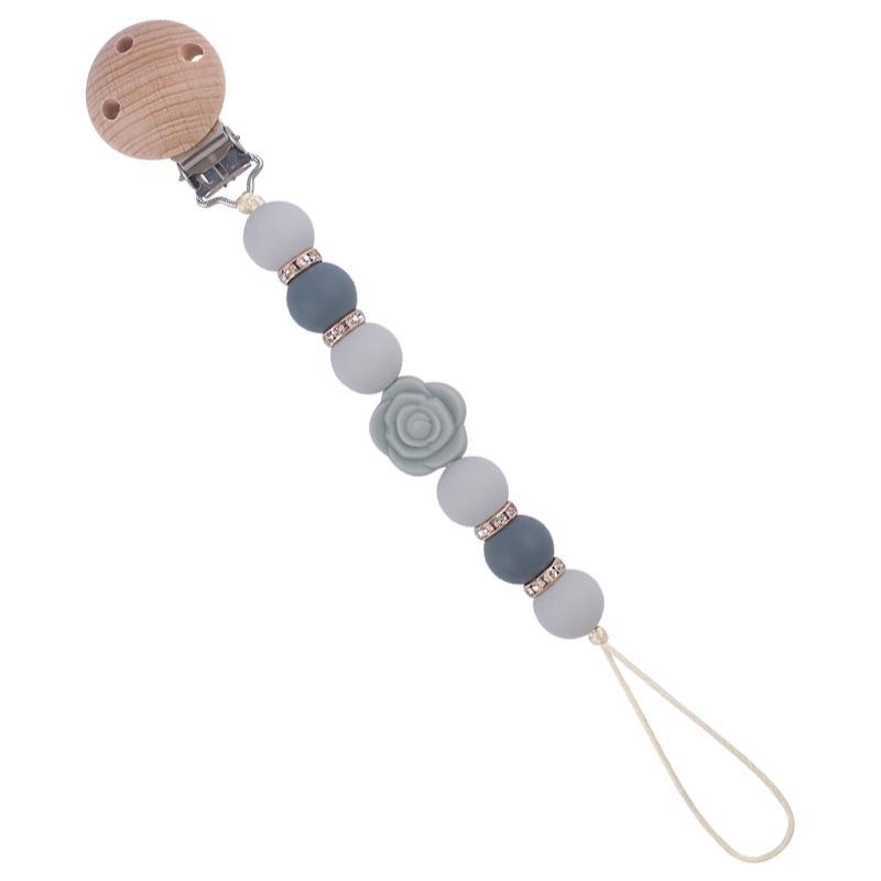 Nuevo bebé de dibujos animados de doble cara Rosa mordedor creativo DIY flash cuentas de ladrillo silicona mordedura pezón cadena anti-caída