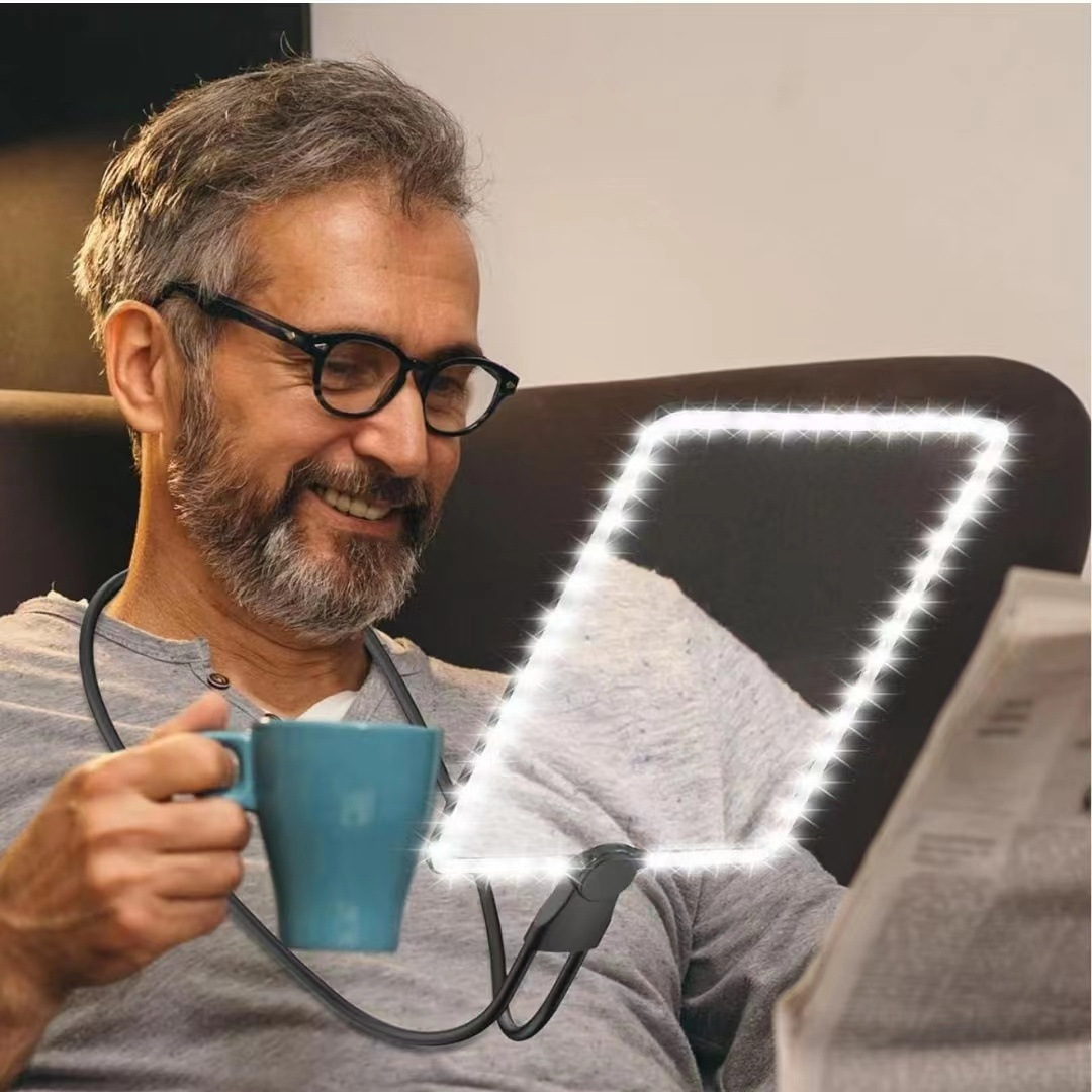 led灯阅读放大镜 挂脖手持桌面多功能充电式老人读书看报神器跨境