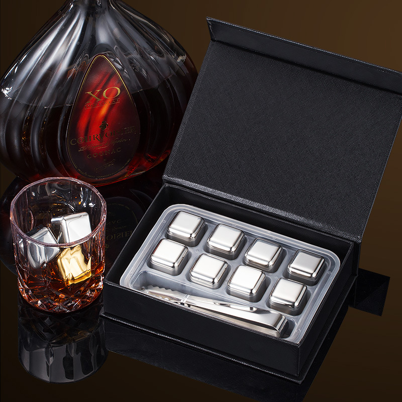 Black ice cubes stainless steel