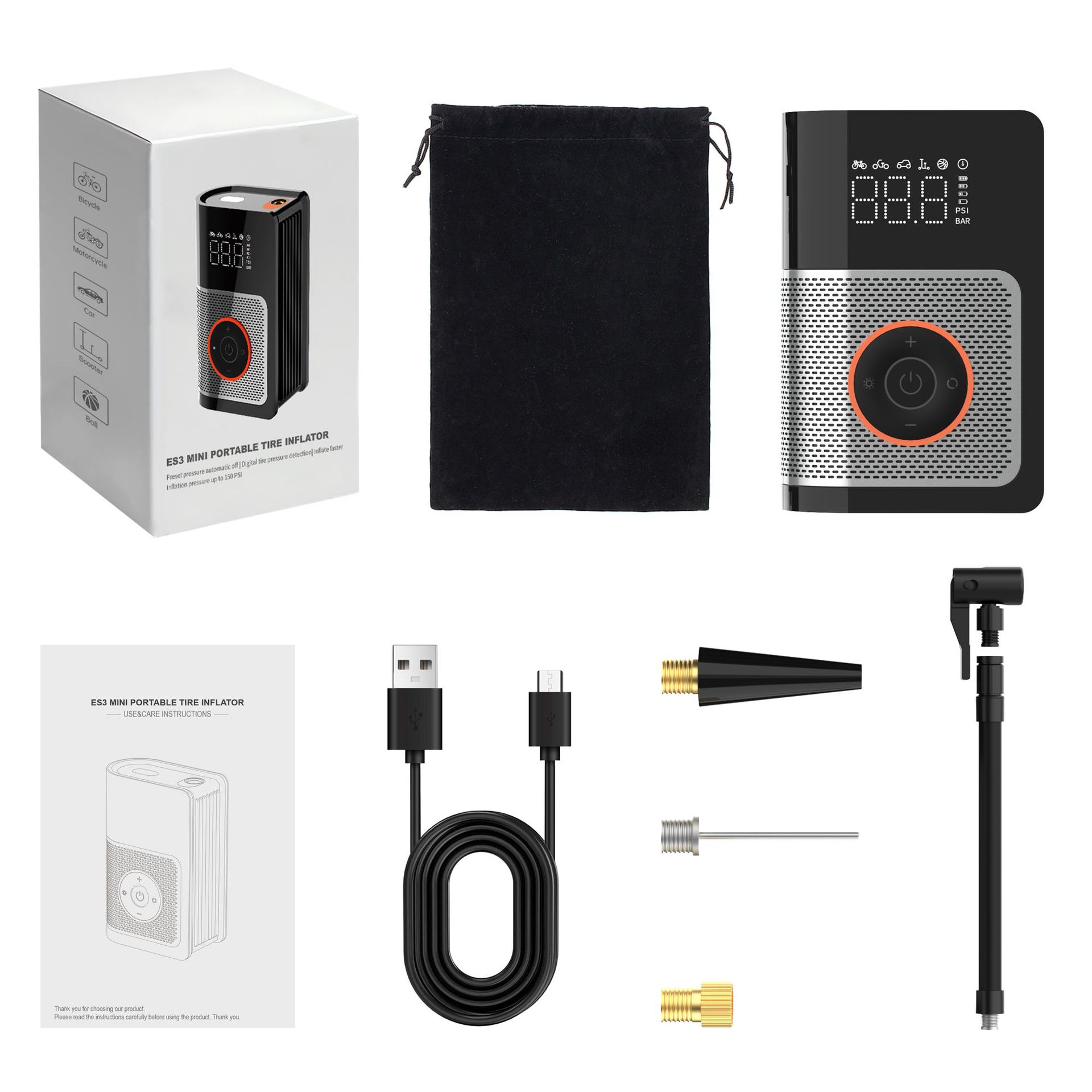 Cross-Border Amazon Wireless Car Air Pump, Dual-Use for Home and Car, Smart Portable Dual-Cylinder Car Tire Inflator
