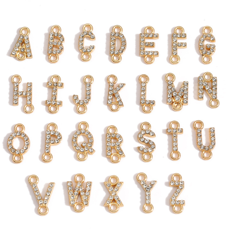 Alloy Jewelry Accessories Double Pendant with Diamonds A-Z 26 English Letter Pendants DIY Bracelet Necklace Pendant S133 Alloy Jewelry Accessories Double Pendant with Diamonds A-Z 26 English Letter Pendants DIY Bracelet Necklace Pendant S133
