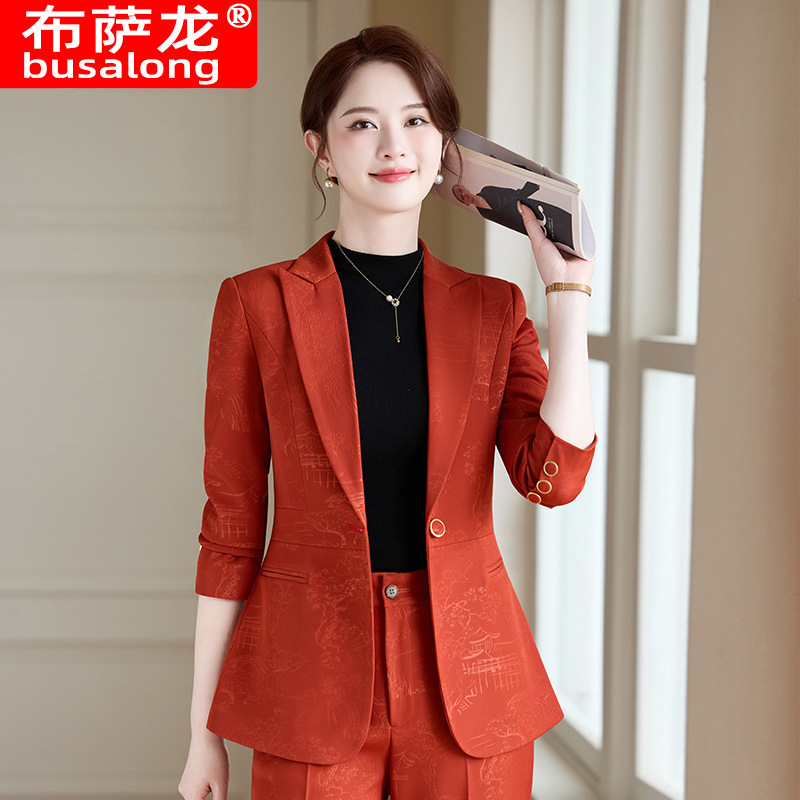 New Busalong Women's Long-Sleeved Professional Suit with Trousers Formal Suit Workwear 20668 New Busalong Women's Long-Sleeved Professional Suit with Trousers Formal Suit Workwear 20668