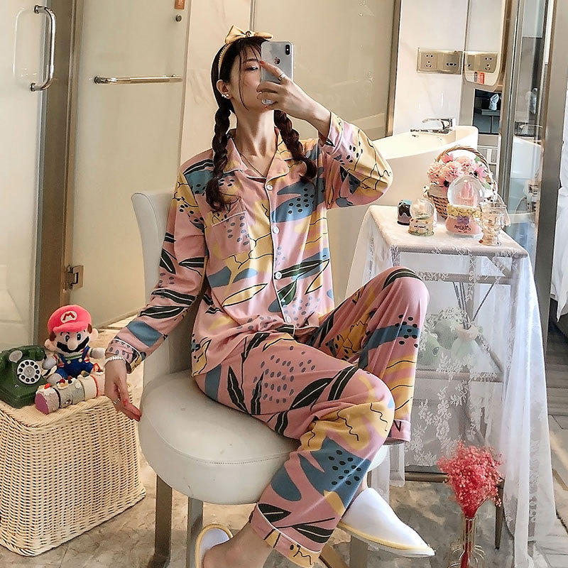 〖Flores dulces〗 Pijamas para madre, mangas largas para mujer, primavera, otoño e invierno, ropa a domicilio para mujer, traje suelto de talla grande