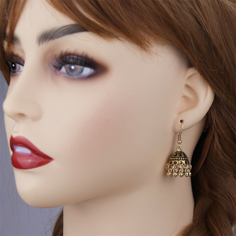 Ethnic style earrings Bohemian vintage Indian style hand carved beads tassel earrings wholesale