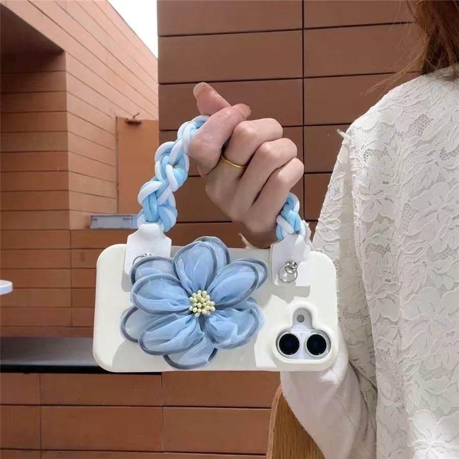 Flor de encaje portátil tejida-textura de piel blanca lechosa xf