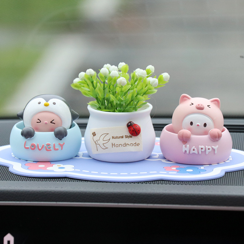 Car ornaments cartoon shaking head animals cute car ornaments desktop decoration resin figurines creative