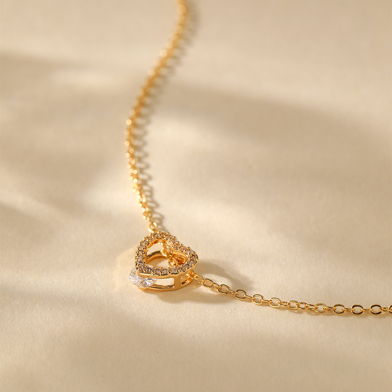 8g Weight 18K Gold Plated Plating Material Copper Pendant Material Zircon Inlay Material Pendant Necklace Classification Copper Chain Material cable chain Chain Type 1 Piece Quantity Daily Occasion Copper Material Heart Shape, Flower, Bow Knot Pattern Women's Gender Inlay Design Sweet Style Copper 18K Gold Plated Inlay Heart Shape Flower Bow Knot Zircon Pendant Necklace 42