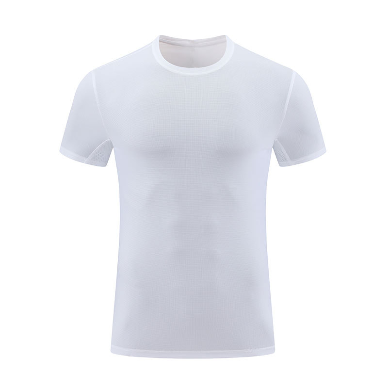 Camiseta de secado rápido elástica de color sólido para hombres, costura de malla transpirable de verano, ropa de fitness, ropa de secado rápido para correr, hombres de manga corta para deportes