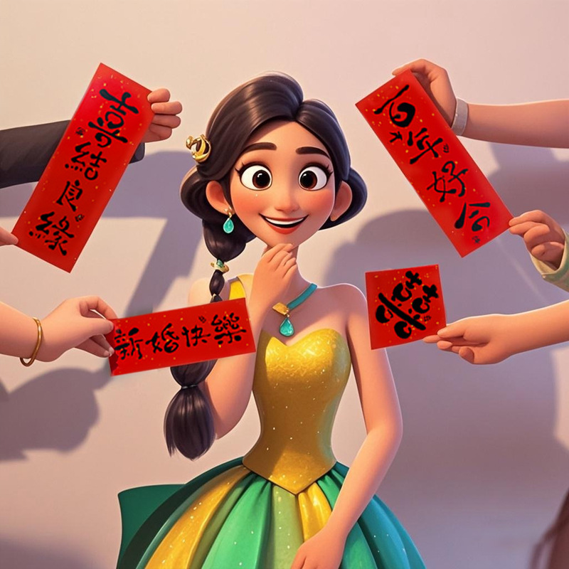 Sala de bodas diseño traje decoración de la boda Xi personaje Garland Nueva Casa Mujer hombre dormitorio decoración boda foto tire bandera