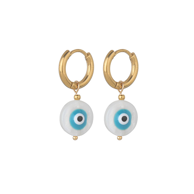 Simple Style Geometric Inlaid Shell 304 Stainless Steel Shell 14K Gold Plated Earrings display picture 4