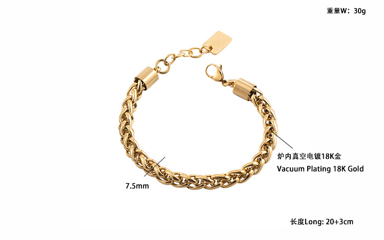 33g Weight Bracelets Classification 304 Stainless Steel Chain Material Hip-Hop Solid Color 304 Stainless Steel Plating Men's Bracelets Men's Chain Bracelets
