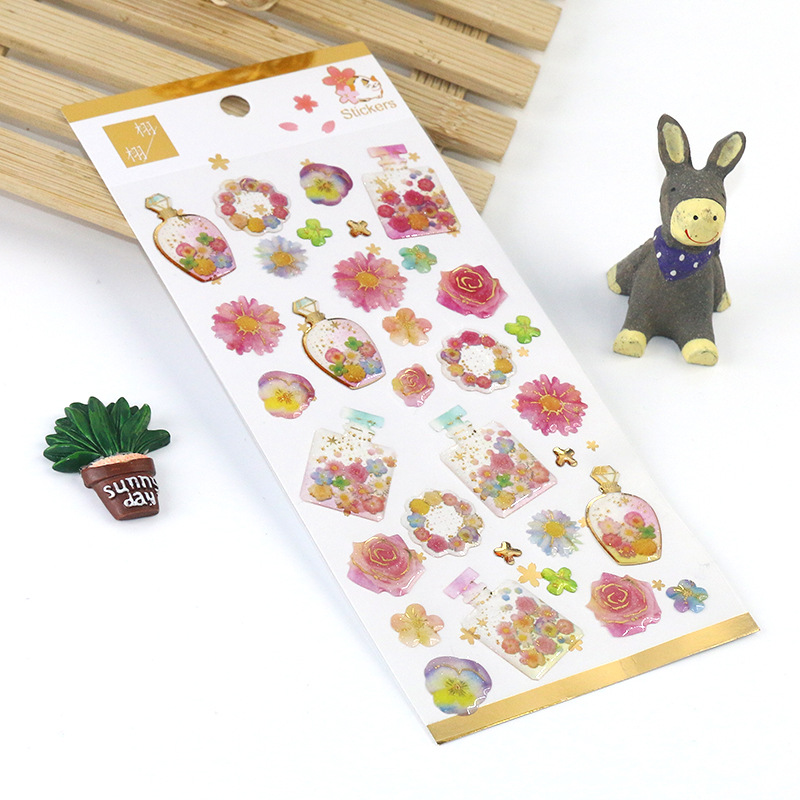 Suministro directo de fábrica japonés y coreano dorado fresco cristal epoxi pegatinas teléfono móvil pegatinas diario decorativo chica corazón mano cuenta pegatinas