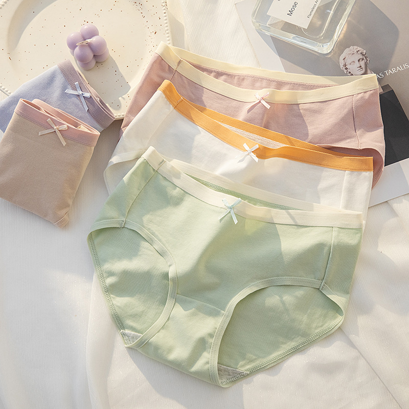 新商品の精練女性の下着の女性の純綿の綿の中で腰の純色のシンプルな少女の快適な女性の下着の女子学生|undefined