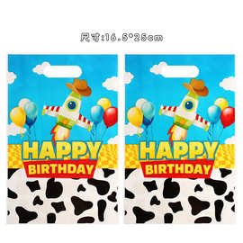 卡通英文字母奶牛印花生日派对装饰糖果零食手提回礼袋opp塑料袋