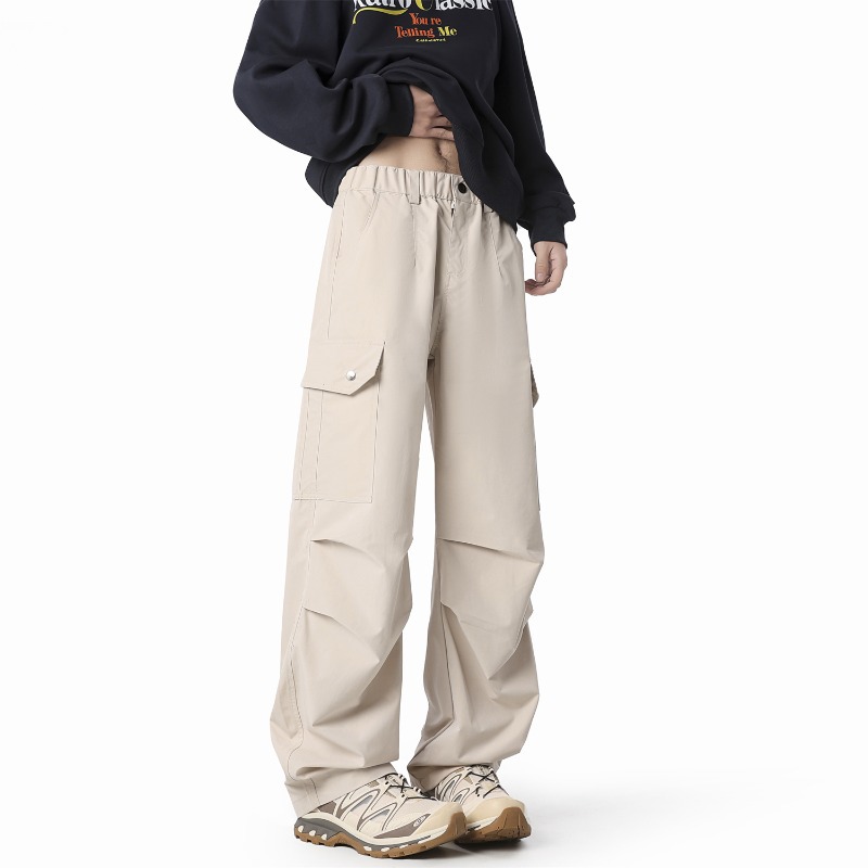 LKTM Men's# American Functional Overalls Men's 2024 Summer Outdoor Charge Loose Straight Casual Wide Leg Pants