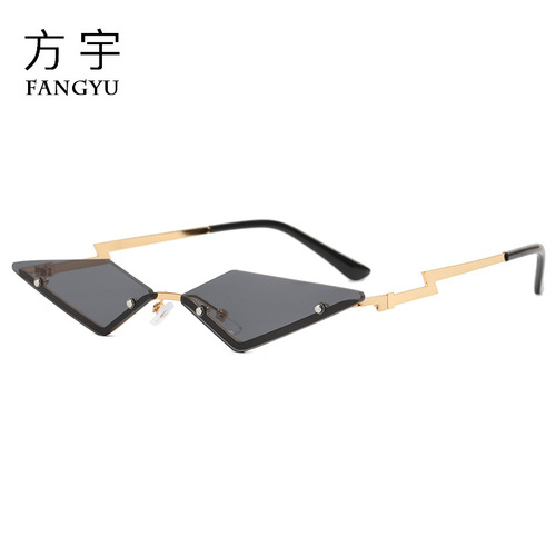 New Fashion Rimless Sunglasses European and American Personalized Triangular Metal Glasses Trendy Brand Sunglasses Factory Wholesale