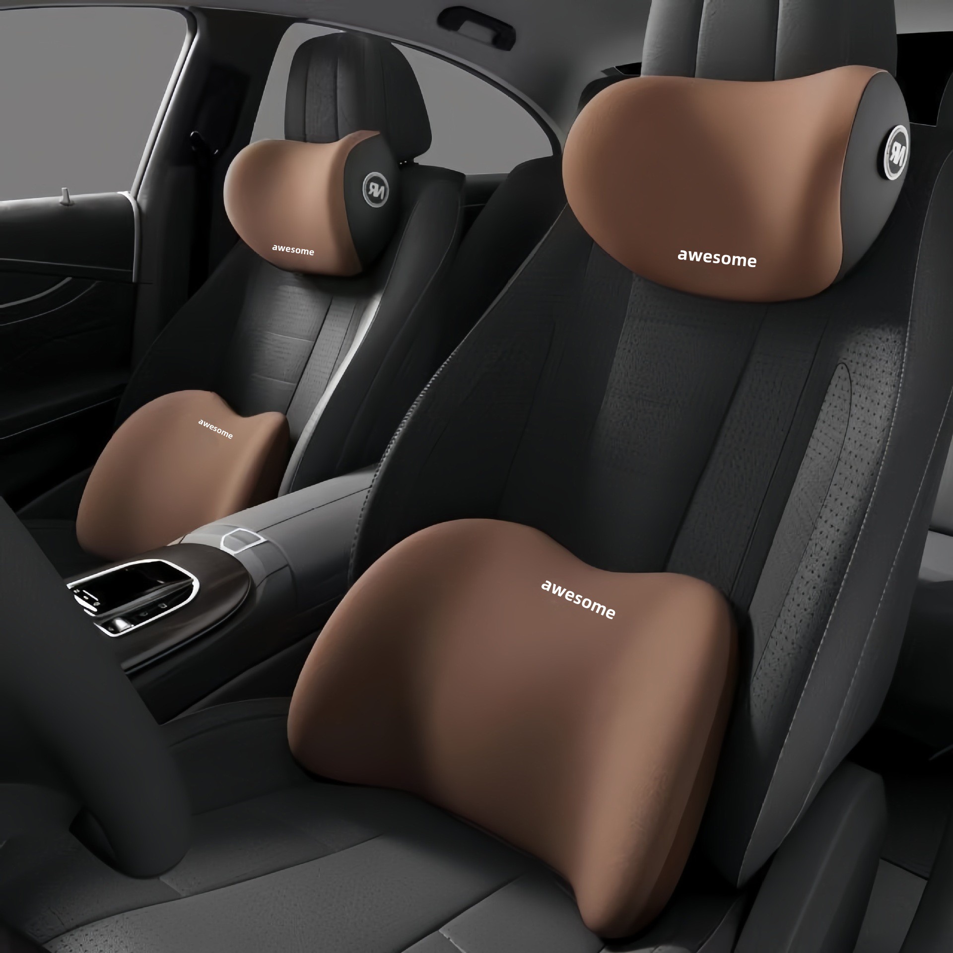 Car Lumbar Support Cushion Seat Backrest Headrest for Driver