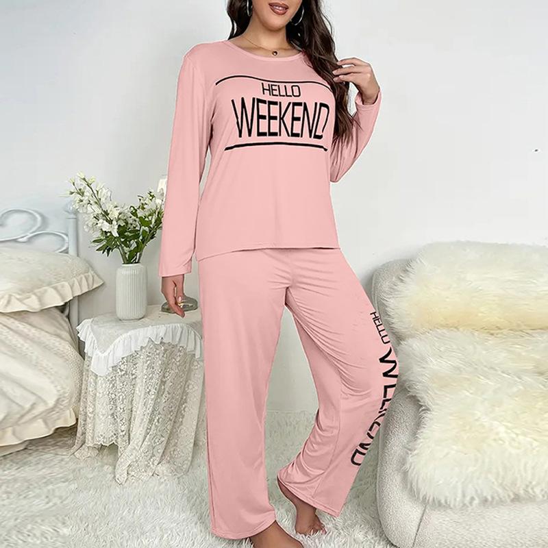 Nuevo conjunto de ropa de casa de seda de leche estampada de talla grande para mujer, pijama casual de uso diario para primavera y otoño, ropa de dormir gruesa_voghion.com