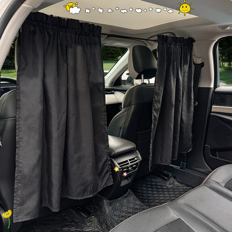 Car Front and Rear Partition Curtains, Hanging Car Interior Anti-Peeping Privacy Curtains, Retractable Sun Protection and Heat Insulation Car Sunshades