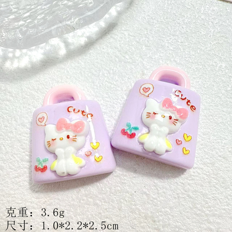 卡通小猫包包diy树脂配件手工奶油胶发夹钥匙扣洞洞鞋扣发夹材料|undefined