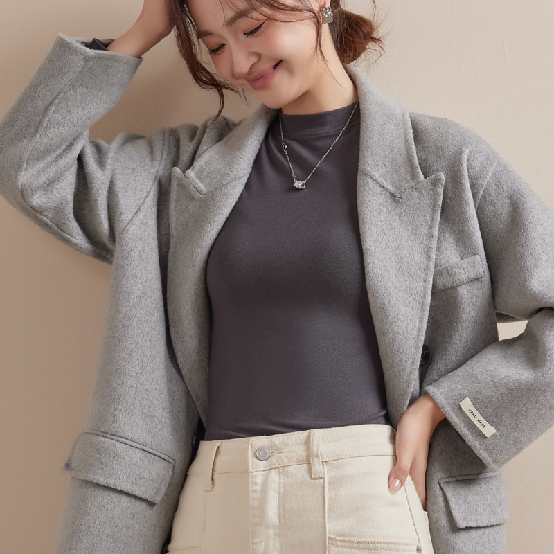 半高领打底内搭衫高级感春秋冬季女士莫代尔长袖打底衫不起球上衣|undefined