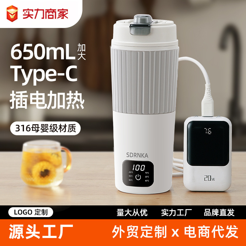 SDRNKA Portable Kettle Household Travel Insulation Integrated Dormitory Small type-c Electric Heating Water Cup