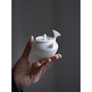 Japanese Taiwan Dehua Kiln Urgently Needs Raw Materials Dehua Lard White Porcelain Side Handle Pot for Tea Brewing Small Ball Hole Tea Brewing