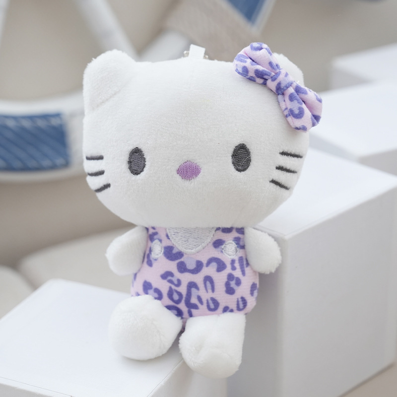 女の子用バッグ、かわいい猫の人形ペンダント、ヒョウ柄の猫のキーホルダー、ぬいぐるみ、カップル人形ペンダント|undefined