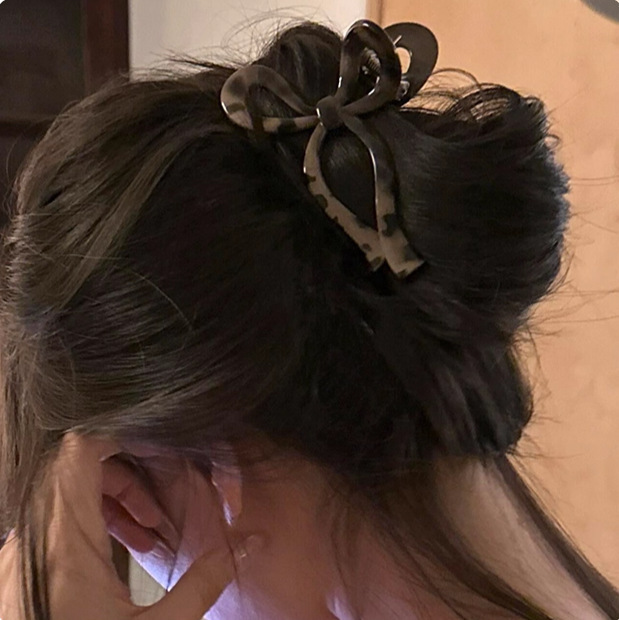 韩系豹纹蝴蝶结抓夹女高级感半扎发鲨鱼夹超大号发夹气质头饰发卡|undefined