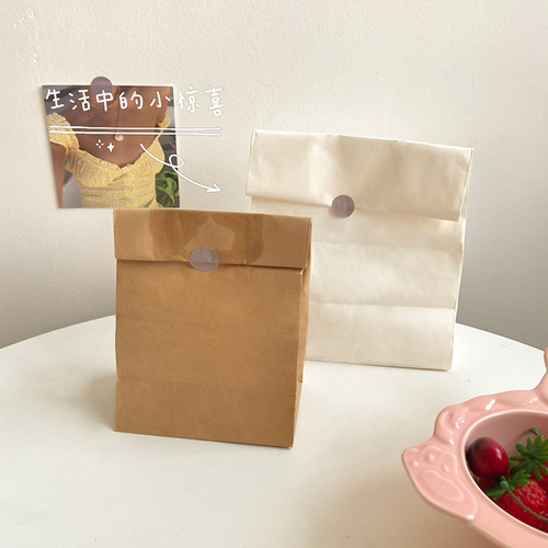Kraft paper bag waterproof thickened refrigerator storage bag bread sandwich burger oil-proof food packaging bag