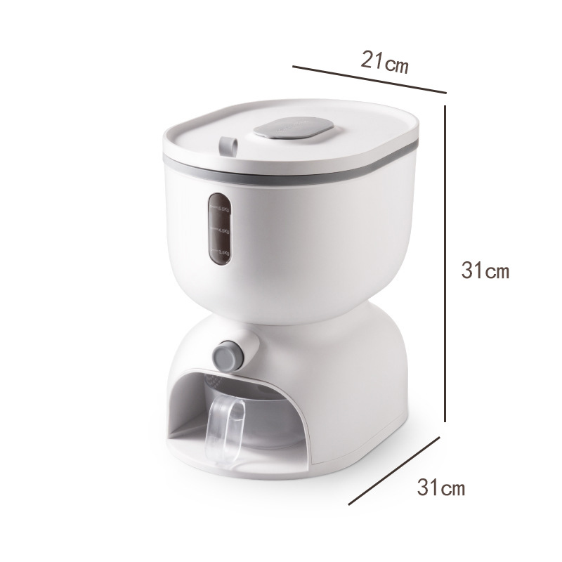 Cubo de arroz de medición de tipo push caja de arroz de cocina Cubo de almacenamiento de grano sellado caja de almacenamiento de arroz doméstica Cubo de arroz de plástico a prueba de insectos a prueba de humedad