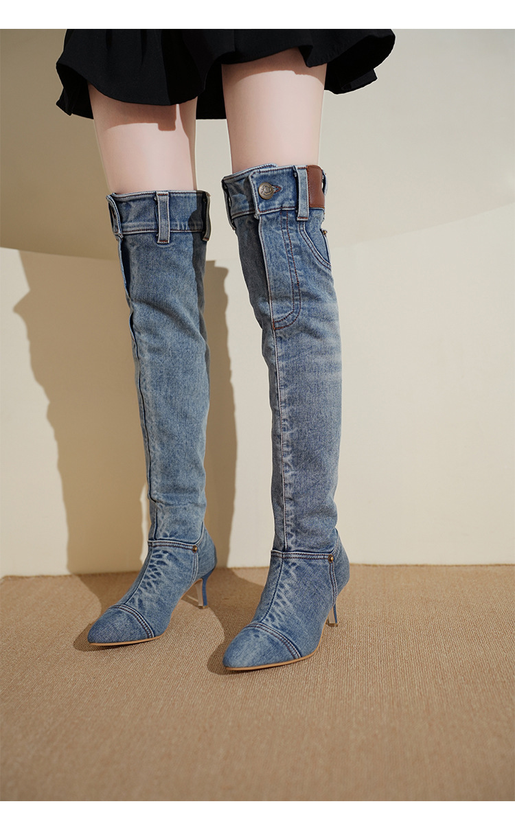 Women's Shoes wasteland style boots for women retro hot girl cowboy boots stiletto pointed toe pile boots wide tube long boots_voghion.com