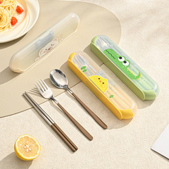 304ステンレス携帯食器ケース学生子供携帯ステンレス箸スプーンセットかわいいアニメ