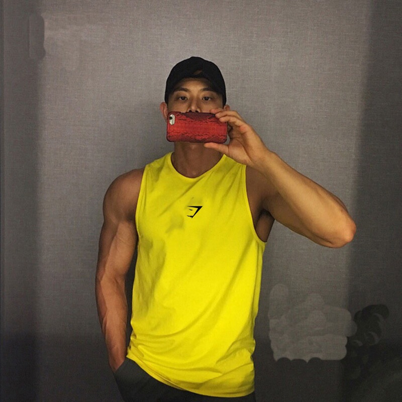 Gymshark Fitness Vest Sports Training Sleeveless T-Shirt Summer Quick-Drying Mesh Round Neck Vest Muscle Shark