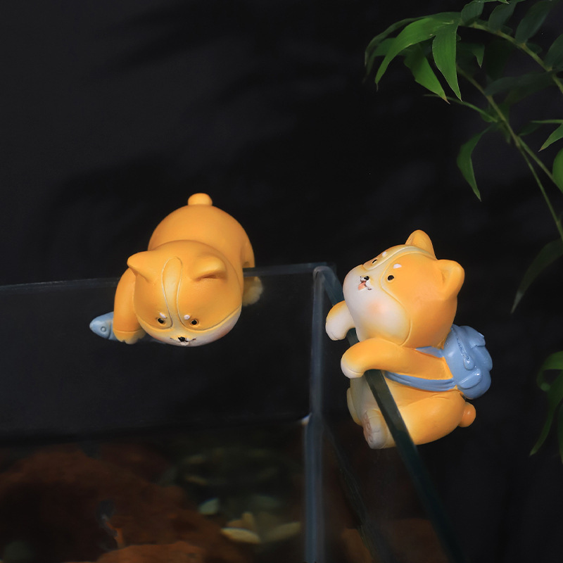 Creativo Corgi zakka escalada cilindro resina pequeños adornos lindo mascota micro paisaje maceta accesorios pecera colgante decoraciones