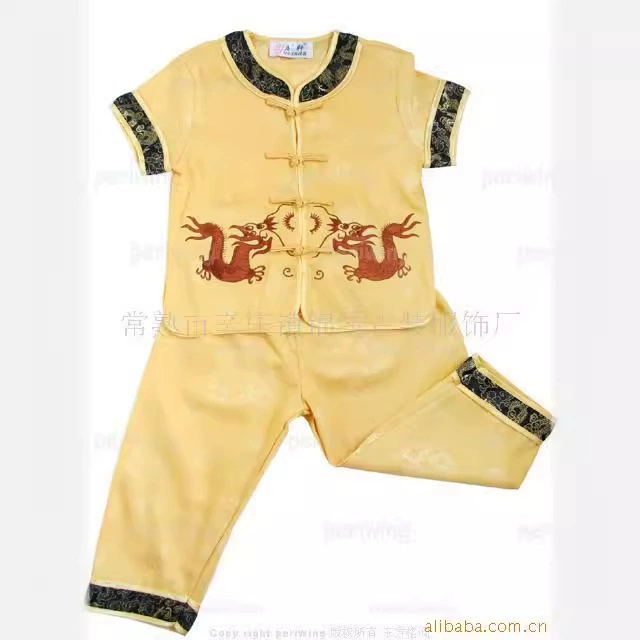 Поставка детской одежды оптом дети двойной Дракон короткий рукав костюм X1026
