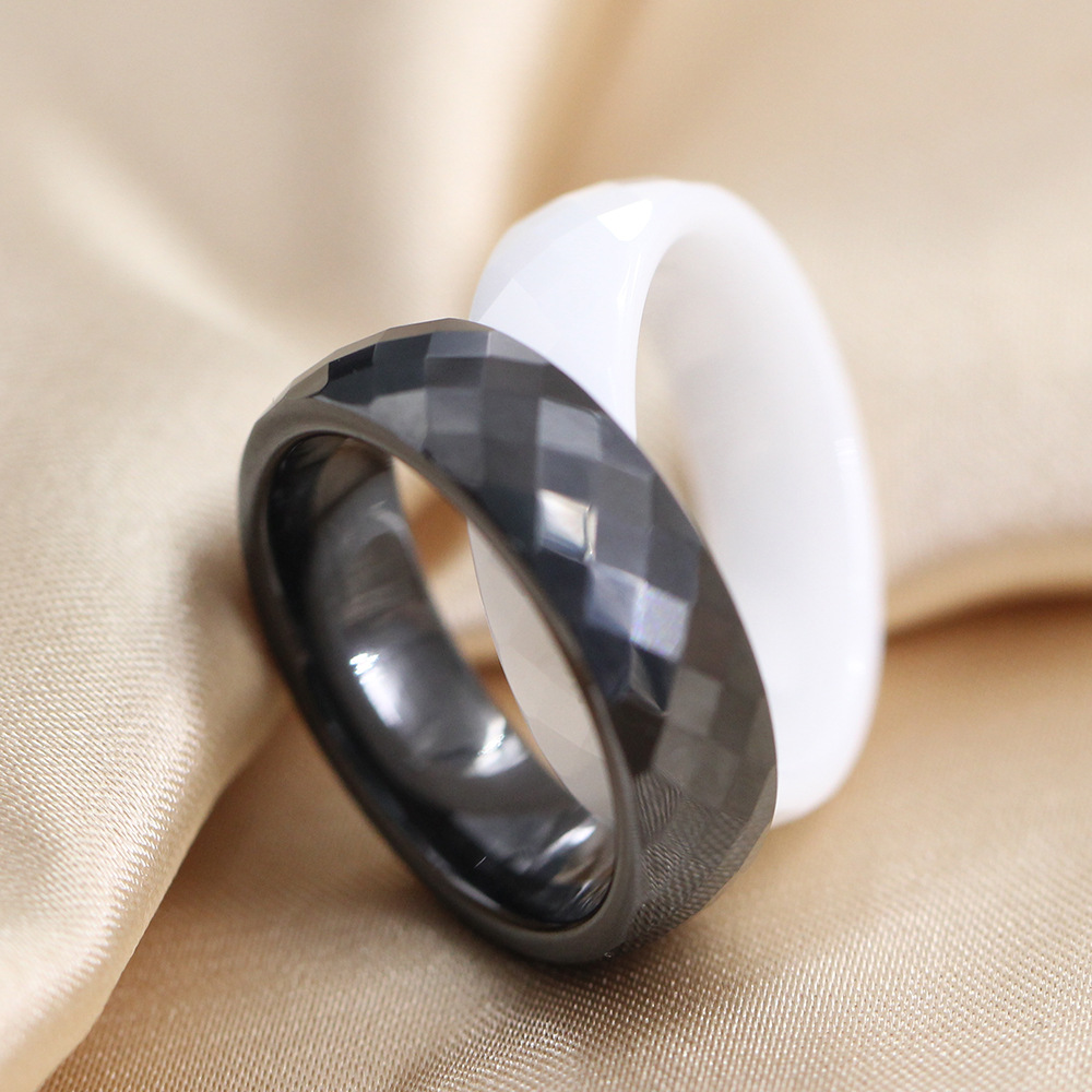 8g Weight Simple Style Rhombus Ceramics Polishing Couple Rings