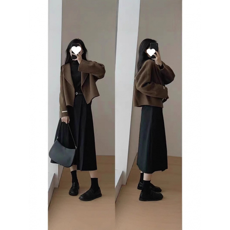 美拉德套装女夏季大码微胖mm显瘦高级感呢子西装外套连衣裙两件套|undefined