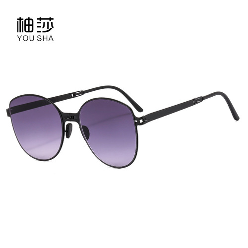 Folding sunglasses, gradient sun protection, UV protection, portable outdoor travel shooting sunshade glasses, large frame sunglasses