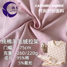 纯棉羊毛绒磨毛260g32s舒棉绒拉架1*1双面擦毛儿童家居服打底面料