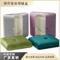 両開きスナップボタン付きベルベットパールネックレスボックス、ジュエリー収納ボックス、お母様へのギフトボックス、ベルベットジュエリーボックス