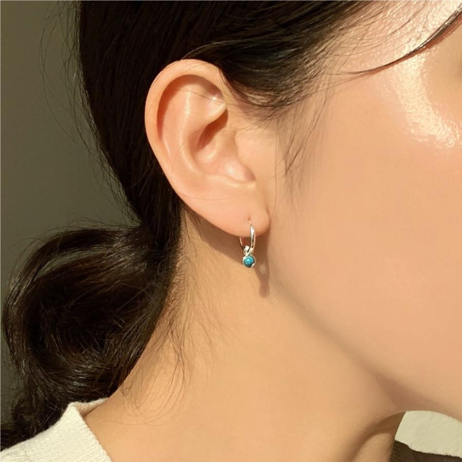 13g Weight 1 Pair 925 Sterling Silver Color Block Hoop Earrings