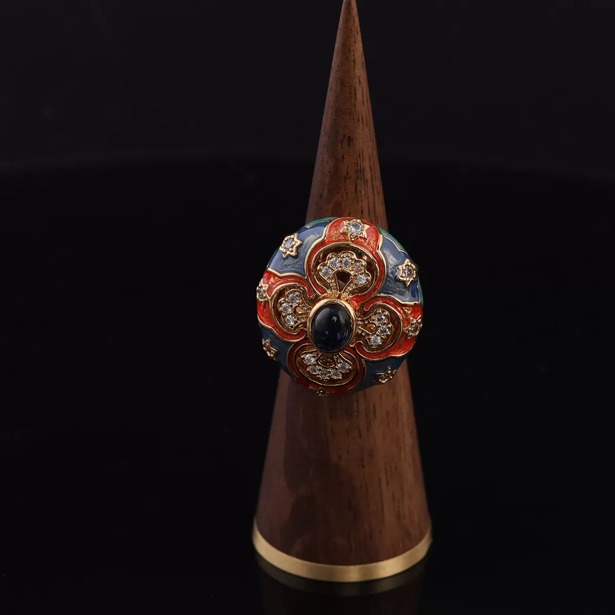 中古vintage高级感复古轻奢高级感轻奢小众青岛工厂批发珐琅戒指