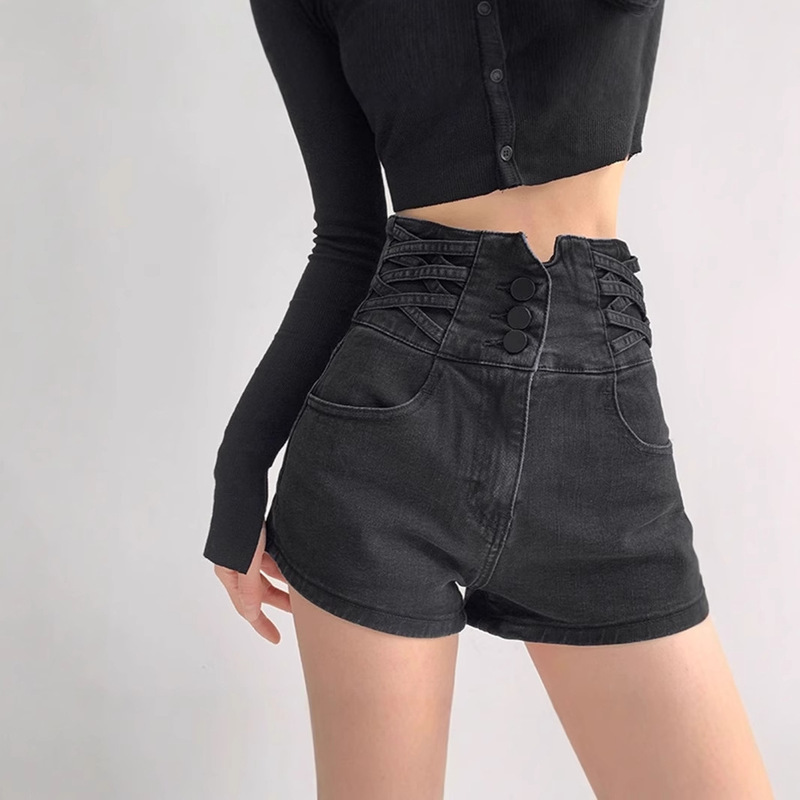 High-Waisted Stretch Denim Shorts for Women 2025 Summer New Slim Straight A-Line Wide-Leg Hot Pants High-Waisted Stretch Denim Shorts for Women 2025 Summer New Slim Straight A-Line Wide-Leg Hot Pants