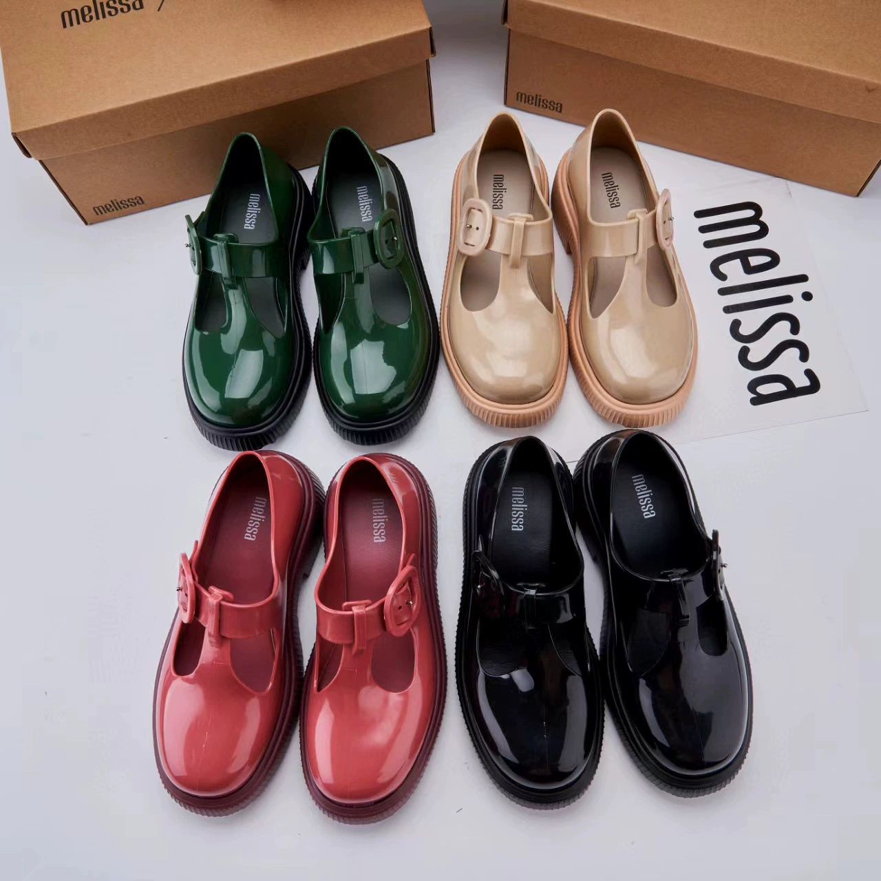 2024, новые прозрачные туфли Meiko Sha, повседневная обувь Baotou на толстой подошве Мэри Джейн, женская ароматная обувь с круглым носком