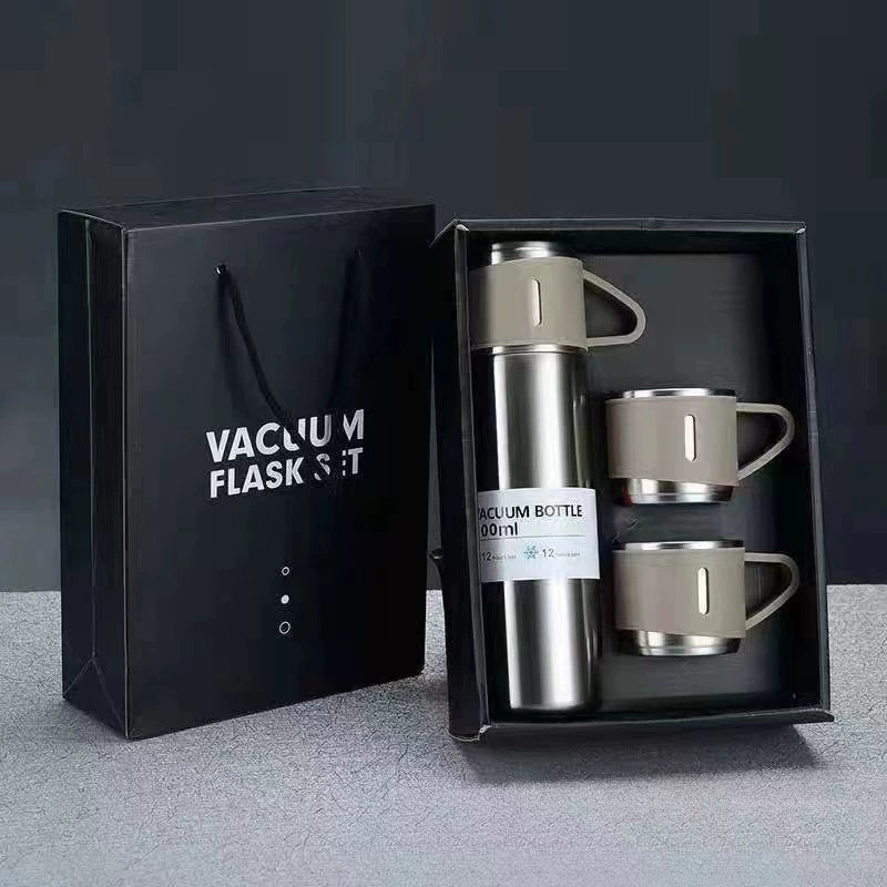Nuevo juego de tazas de aislamiento de acero inoxidable caja de regalo de gran capacidad una taza de tres cubiertas taza de agua portátil regalo compra al por mayor